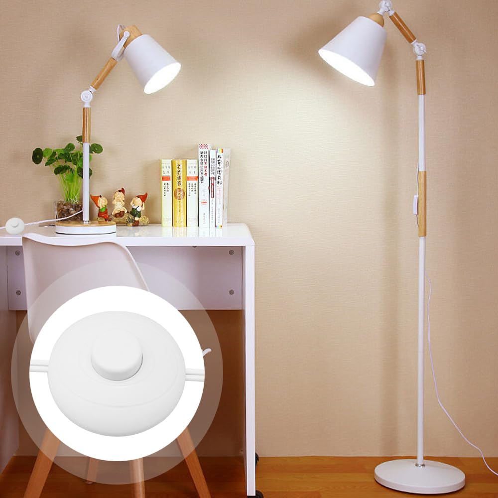 White 6ft Floor Lamp Switch, Extension Foot Pedal Light Switch