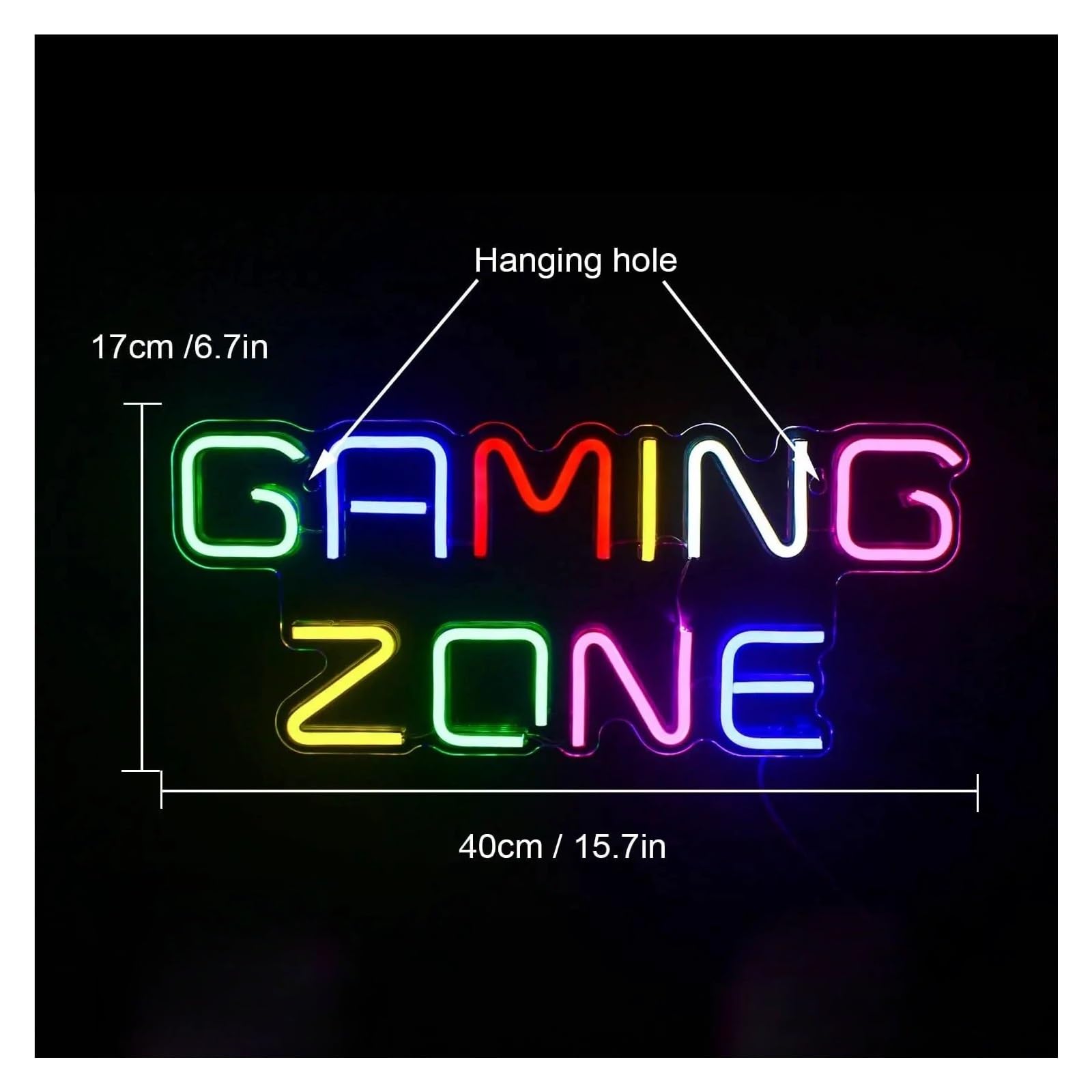 Insegna al Neon Gaming Zone Insegna Al Neon Con Lettere Colorate Luce Dimmerabile Per Sala Giochi Decorazione Da Parete Per Caverna Dell'uomo Illuminata 40cmx17cm