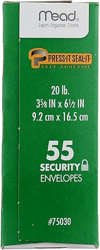 Vista 2 de Mead Press-It Seal-It #6 3/4 Security Envelopes, 55 Count (75030)