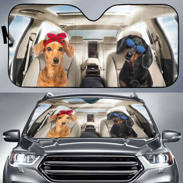 Parasol de coche universal con perros salchicha divertidos para viajes veraniegos en furgoneta