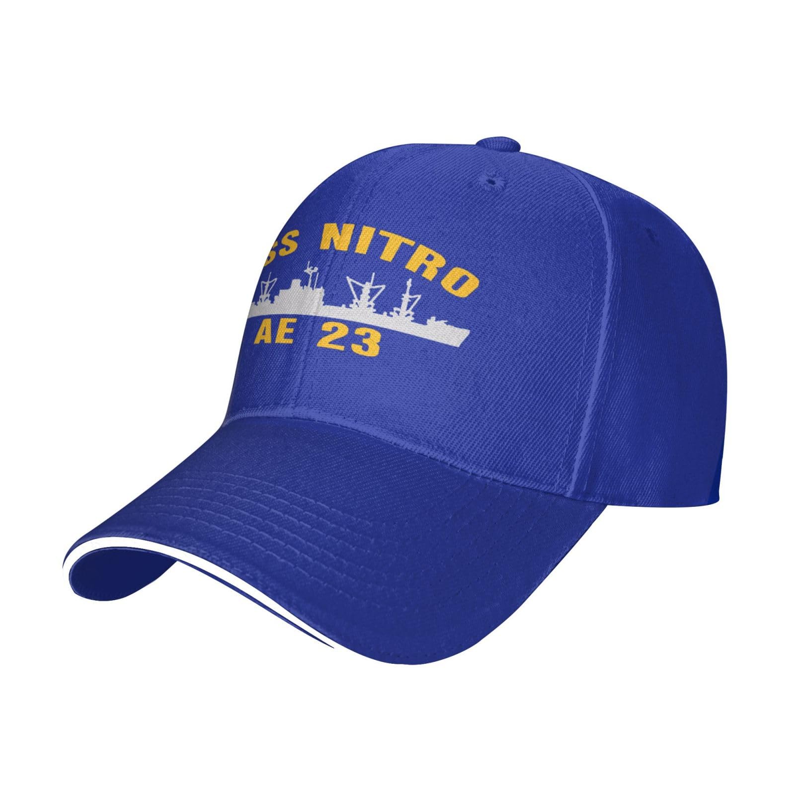 USS Nitro Ae 23 Unisex Cap Sandwich Baseball Cap Classic Trucker Cap Adjustable Casquette Dad Hat Blue