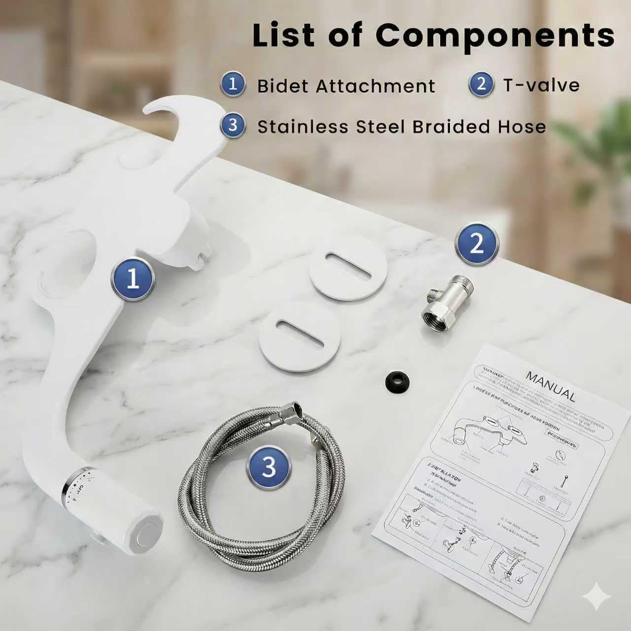 0 23 Ultra-Slim Bidet Attachment for Existing Toilets Non-Electric Dual Nozzle Rear Feminine Wash Adjustable Fresh Water Pressure — view 6