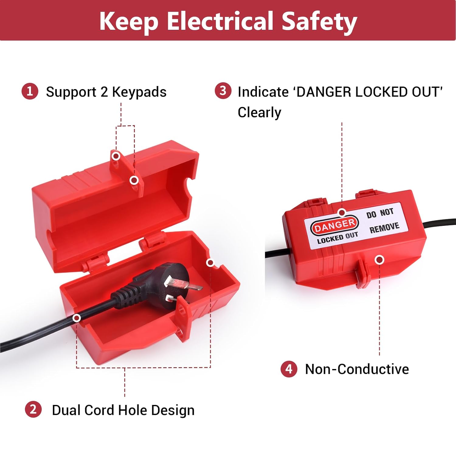Lockout Tagout Kit Safety Electrical Loto with Clamp-On Circuit Breaker Lockout, Electrical Plug, culti- Pole Breaker,Lockout Hasp, Padlock, Loto Tags for Electrical/Industrial/Mechanical