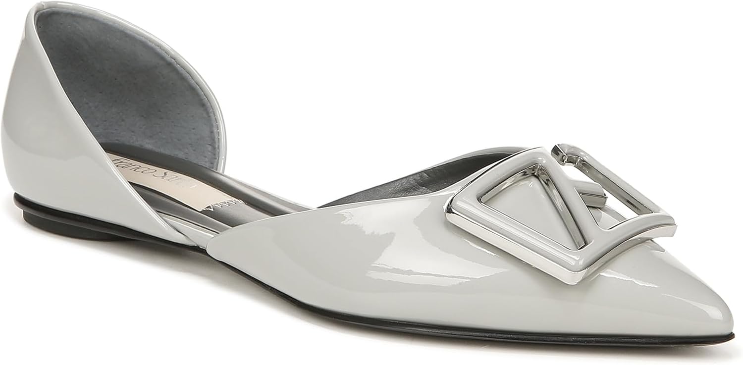 Franco Sarto Womens Hadley D'Orsay Pointed Toe Flats Grey Patent 8.5 M