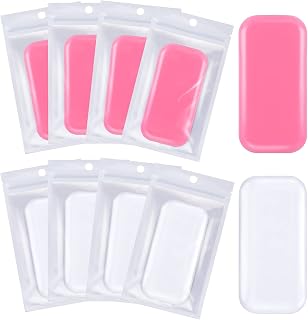 8 Pcs Extension Silicone Pads, MAGEFY Eyelash Extension Silicone Pallet Reuseable Lashes Holder Pallet Tools Lash Extension Supplies (4Pcs Pink + 4Pcs Transparent)