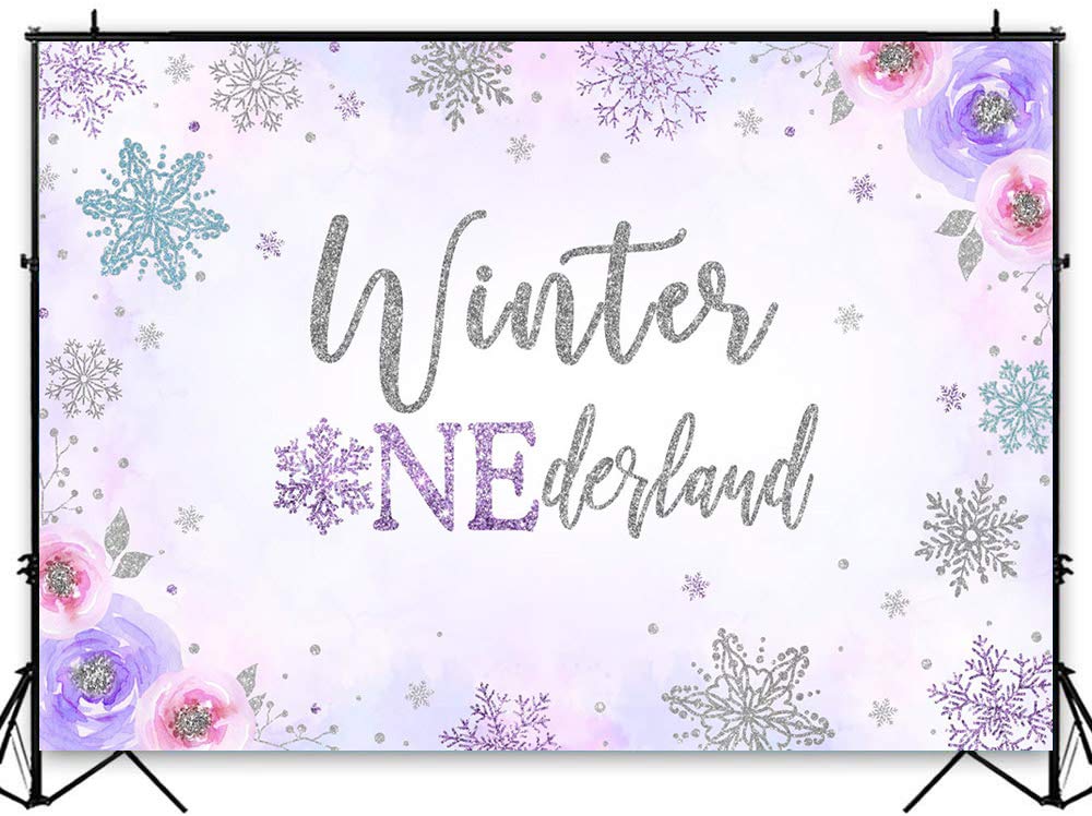 Avezano Winter Wonderland Fotohintergrund – 2,1 X 1,5 M, Rosa/silber, Für 1. Geburtstag & Winterpartys