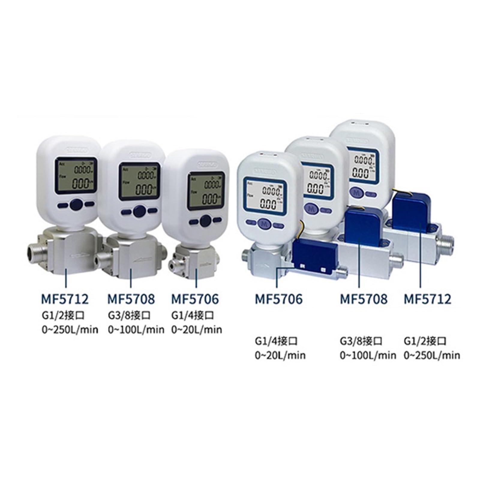 MF5712 0~250SLPMMedidor de flujo másico de aire digital Versión base Medidor de flujo de aire portátil Contador Pantalla LCD Largo tiempo de trabajo(100SLPM)