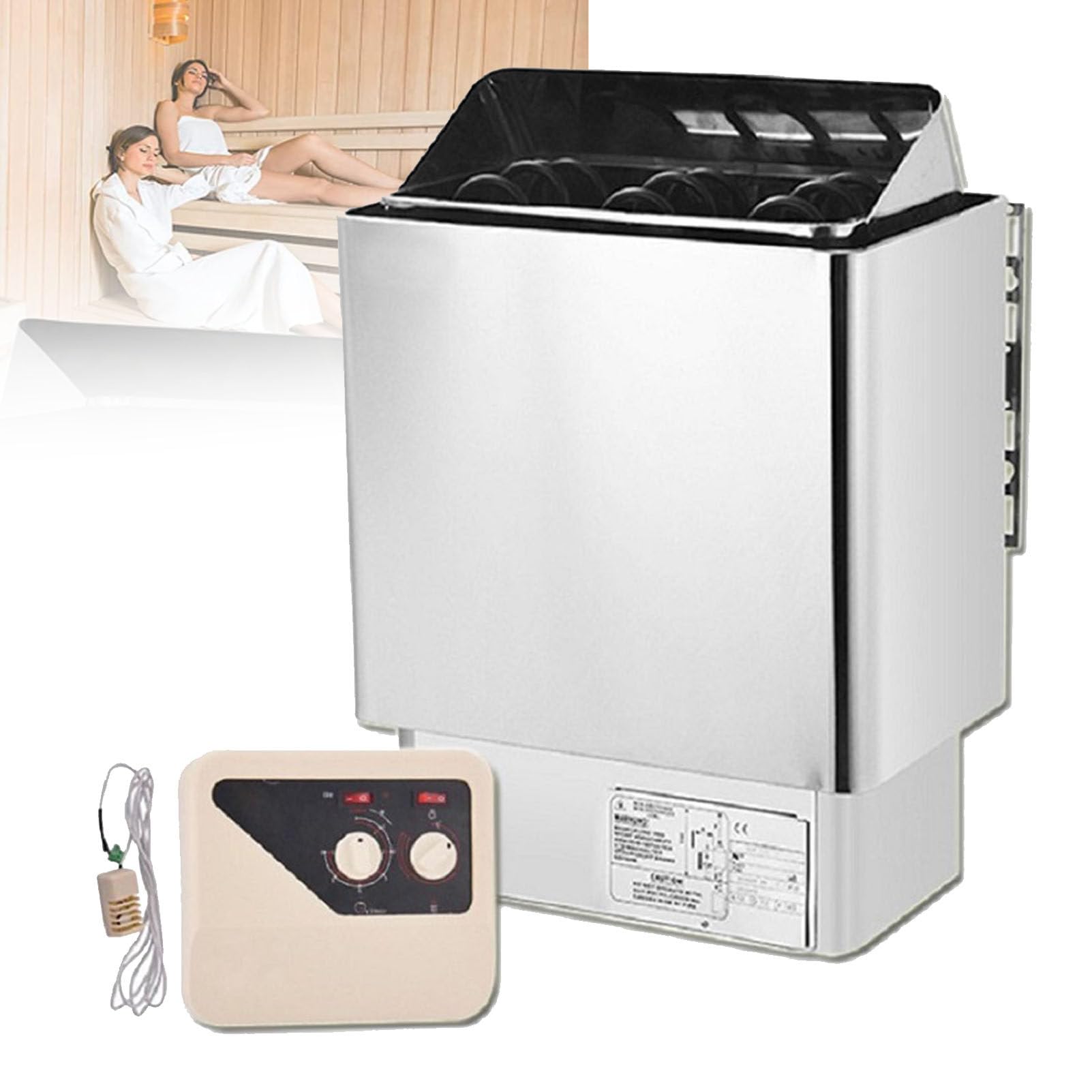 Riscaldatore Elettrico per Sauna, Forno per Sauna in Acciaio Inox da 4,5-9 kW, Controllo Sauna Esterno, Sauna Premium, Bagno Umido e Asciutto, Attrezzatura per Sala Sauna per casa, Hotel,8KW