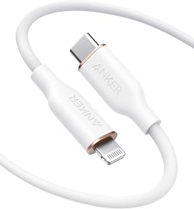 Anker PowerLine III Flow, USB-C to Lightning Charging Cable PD, Compatible with iPhone 13/13 Pro Max/12/11 Pro/X/XS/XR/8 Plus, AirPods Pro, 180 cm, MFi Certified, Silica Gel (in Snow White)