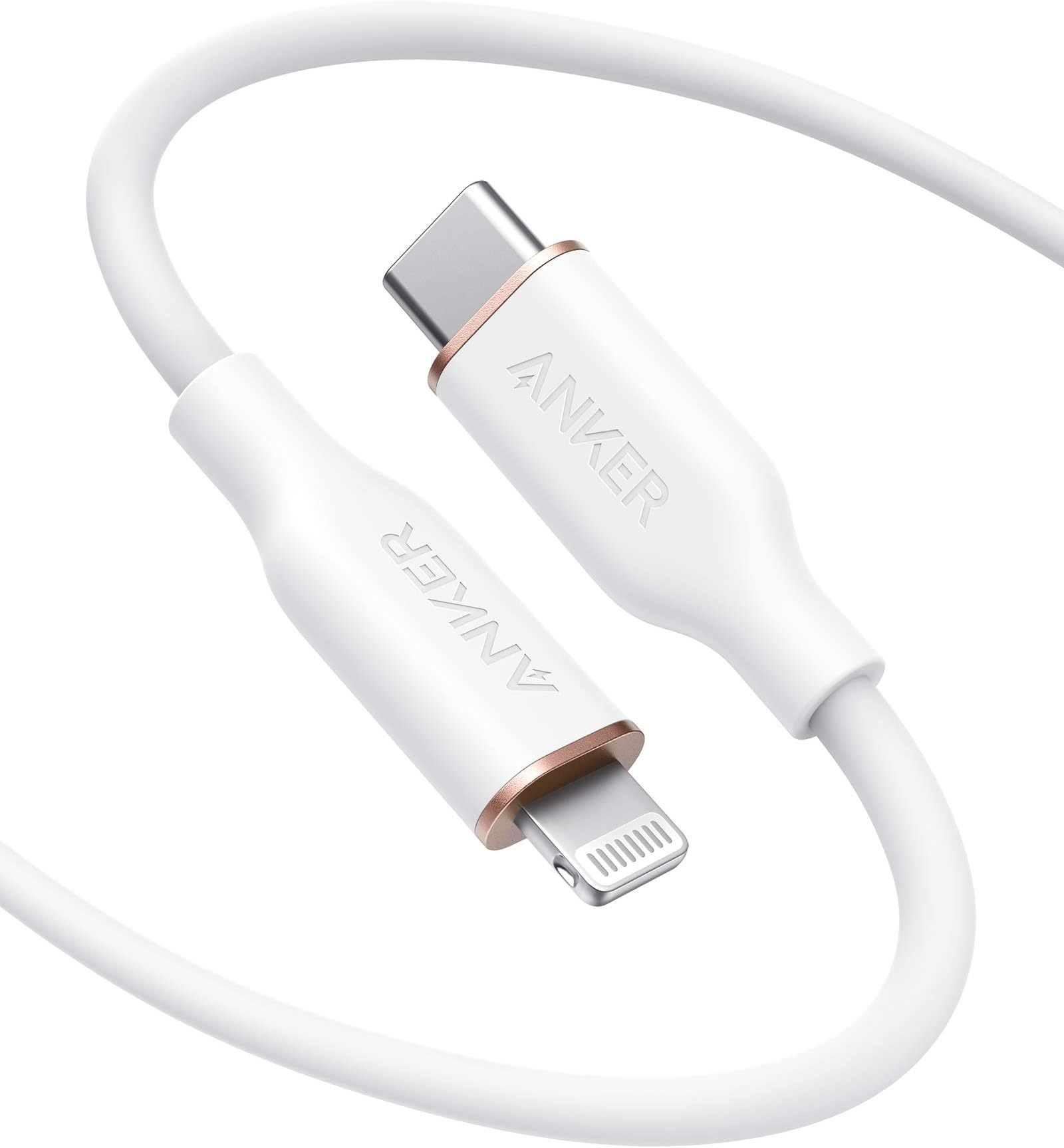 Anker USB C to Lightning Cable, MFi Certified Powerline III Flow Silicone Charging Cable for iPhone 13 13 Pro (Cloud White, 6ft)