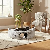 Vista 6 de 3-in-1 Cat Tunnel Bed Cave with Fun Catnip Interactive Stimulating Kitten Toys for Indoor Bored Cats - Peekaboo Hideaway & Donut Tunnel - Foldable