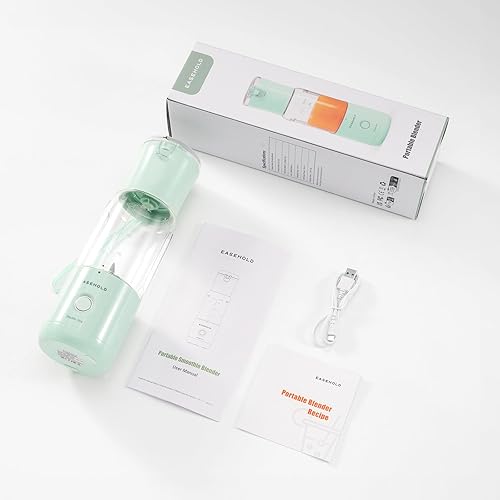 Miniatura 9 de Licuadora portátil, licuadora personal para batidos y batidos, mini licuadora rápida de jugo fresco sobre la marcha con 6 cuchillas, licuadora