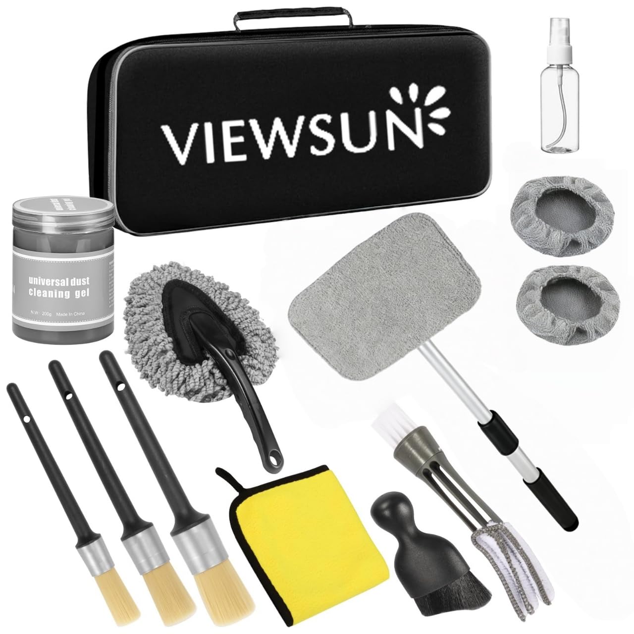 Viewsun Windshield Cleaner Tool, 13Pcs Car Interior Cleaning Kit, Car Detailing Kit Interior Cleaner, Car Detailing Brushes, Car Cleaning Gel, Inside Cleaning Supplies Accessories for Women Men