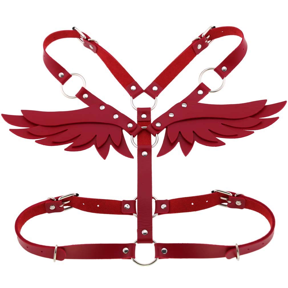 O Ring Waist Belt Body Caged Harness with Back Angel Wings (16 Colors)