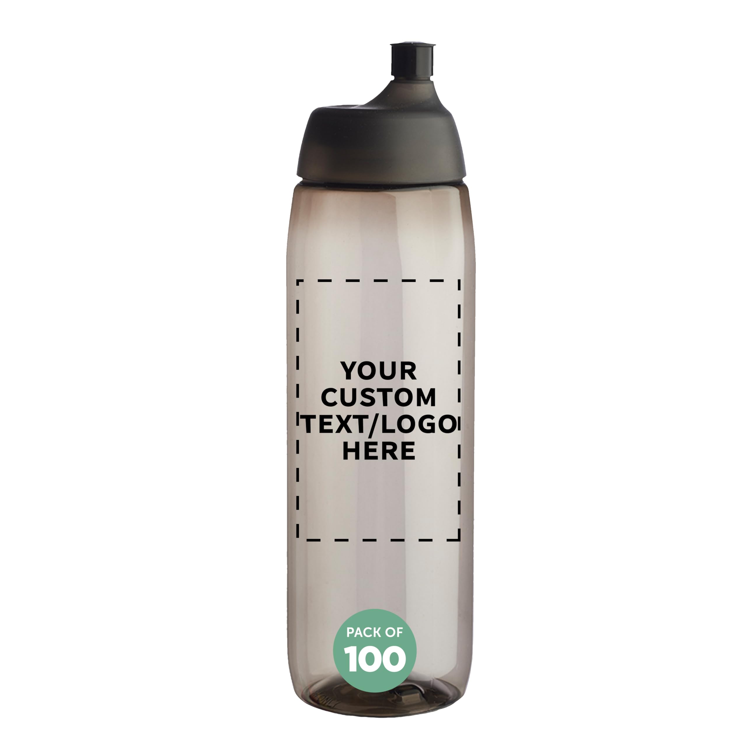 DISCOUNT PROMOS Custom Lenexa Plastic Water Bottles 34 oz Set of 100 Personalized Bulk Pack - Durable Leak-Proof