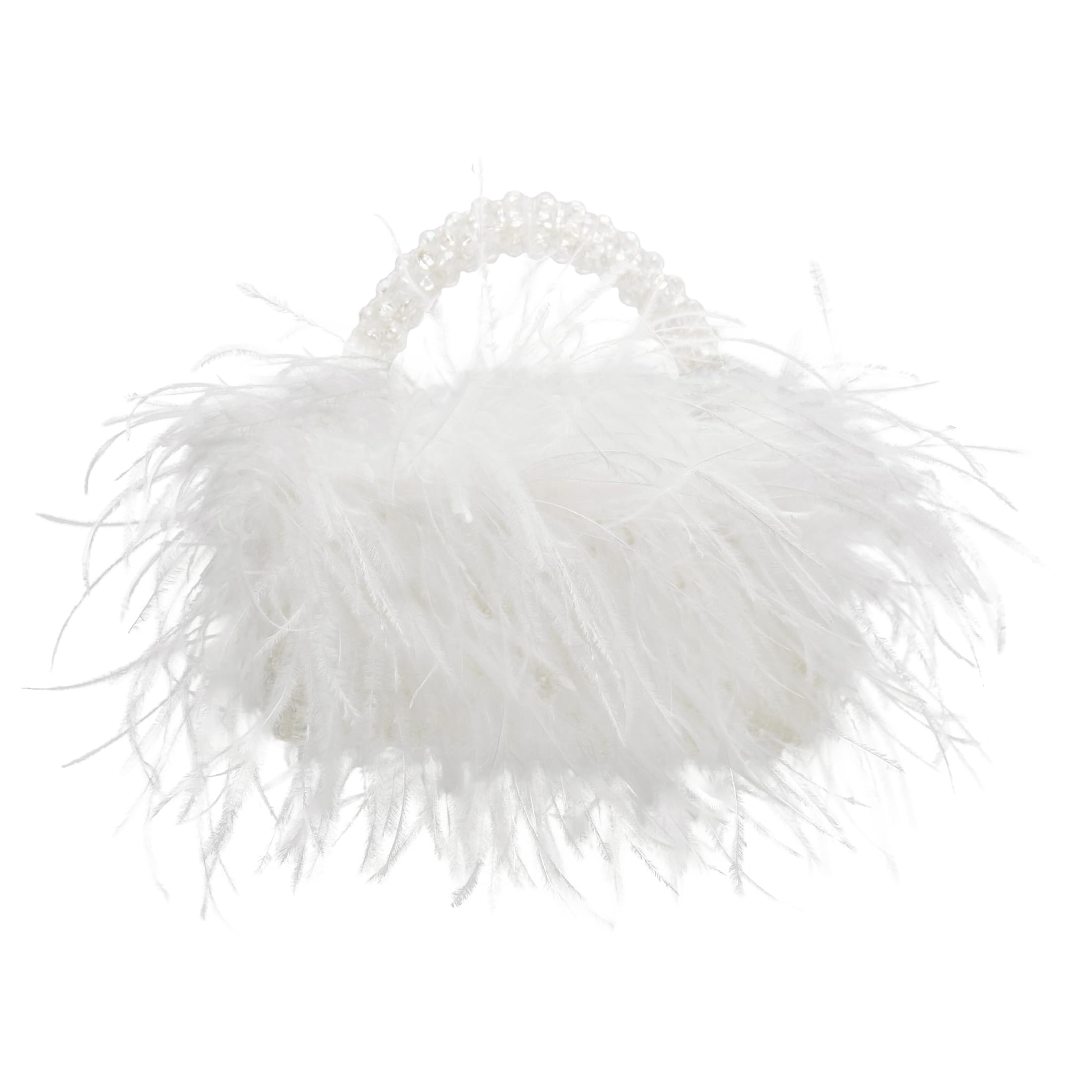 Miuco Real Natural Ostrich Feather Beaded Handbags For Women Handmade Evening Bags Clutch Purse