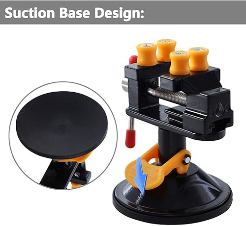 Miniatura 3 de Yakamoz Mini abrazadera universal de tornillo de succión de 360 grados, prensa de tornillo de banco de mesa con base de succión para bricolaje,