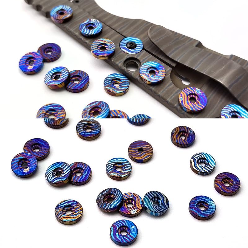 CNCチタンダマスカスネジ交換品 2個入り Strider SNG SMF、Hinderer XM18、Emerson CQCに適合