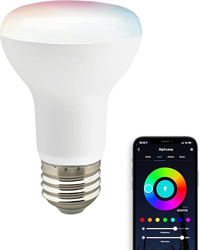 Satco S11283 Starfish WiFi-Control R20 Bombilla LED inteligente blanca que cambia de color y sintonizable, 6 vatios, 2700K-5000K