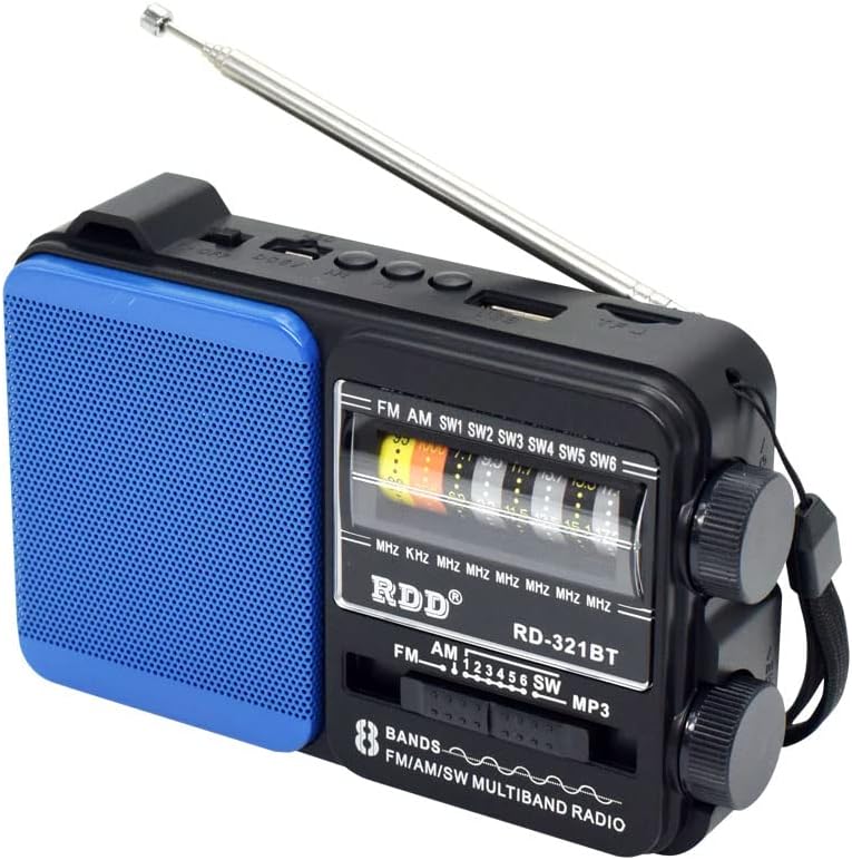 QuantumG - Pocket Size Radio, with builtin Bluetooth Speaker, USB Music Player, Phone Charger and High Power LED Flash Light - Mini Radio - Portable Radio - FM Radio - Best for Travelling (Blue)