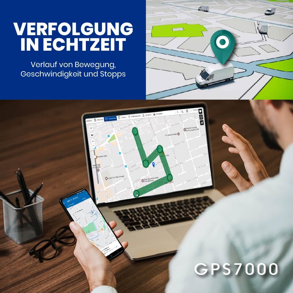 GPS7000 Versteckter 4G-GPS-Tracker mit 2-Draht-Anschluss für Pkw und LKW, Echtzeit-Ortung, 90-tägige Testphase inklusive, optionales Abonnement, Keine versteckten Gebühren