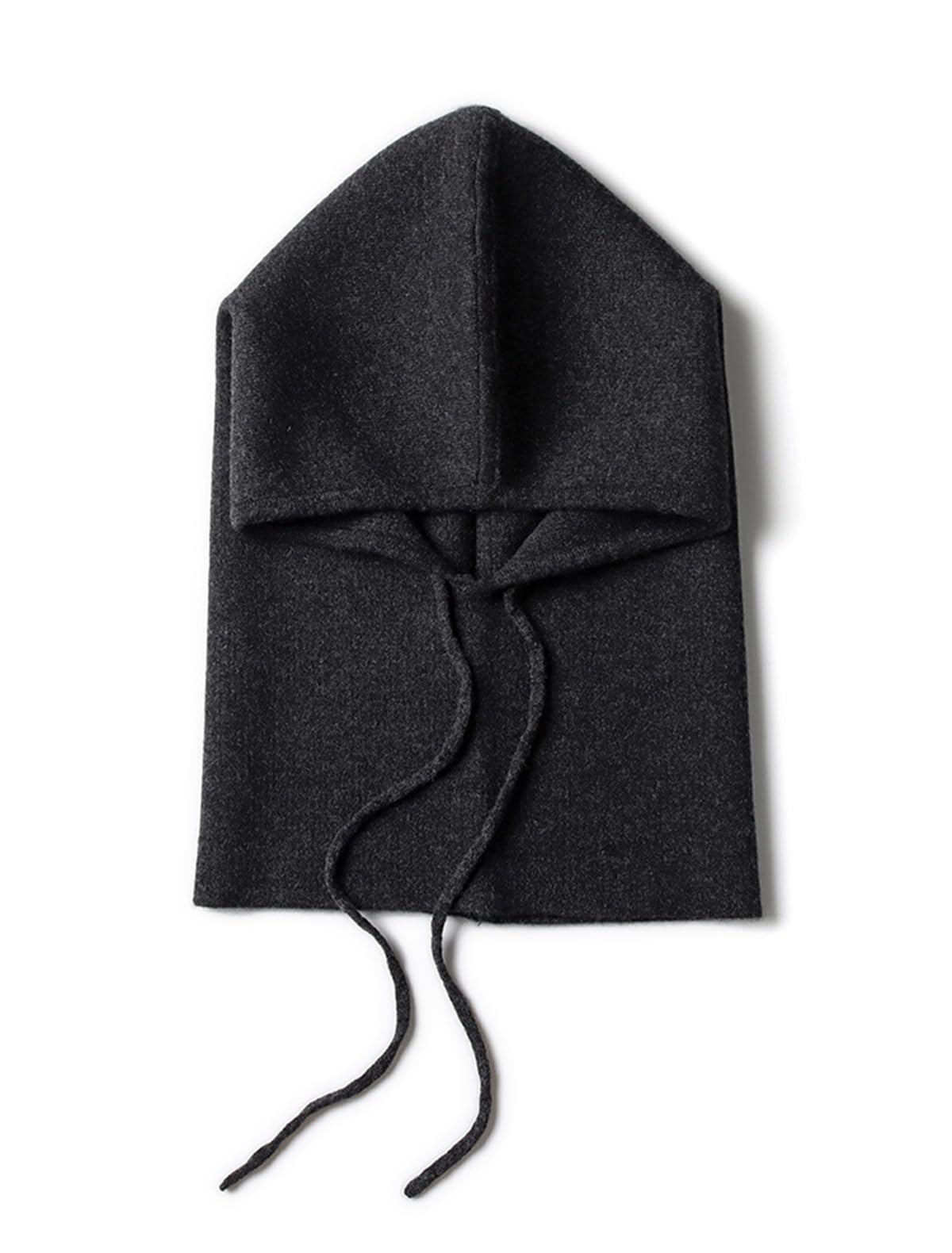 100% Cachemira Bufanda de Punto con Capucha para Mujer Hombre, Invierno Suave Cálido Gorro Beanie Bufanda Círculo 2 en 1 con Cordón, Elegante Pasamontañas Sombrero Earflap para Regalo Charcoal F