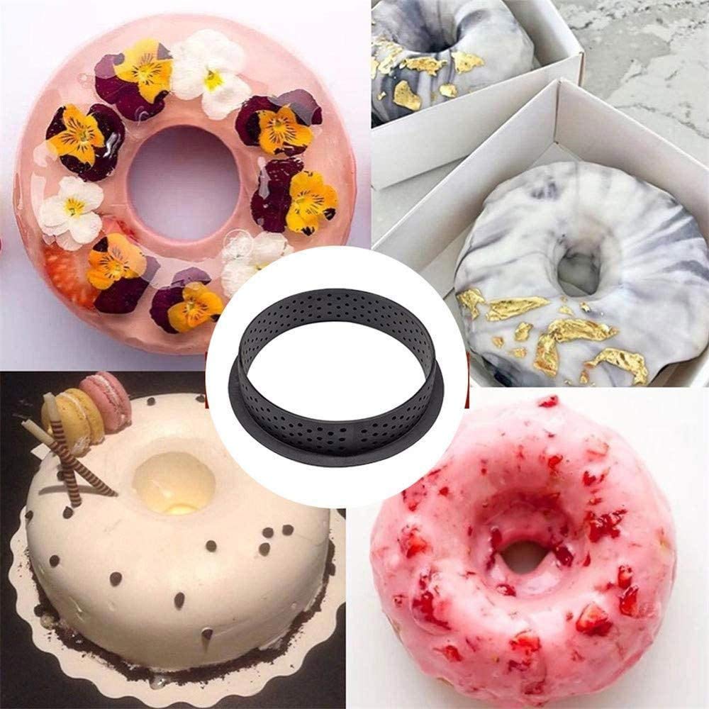 8 szt. okrągły kształt forma do ciasta mus koło tarta pierścień okrągłe formy do ciasta pierścienie do ciasta forma do musu ciasto DIY forma do pieczenia narzędzie perforowany pierścień nieprzywierające naczynia do pieczenia