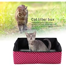 GLOGLOW Foldable Cat Litter Box, Soft Litter Pan, Portable Travel Kitty Tray, Ideal for Home and Camping Use Rose Dot