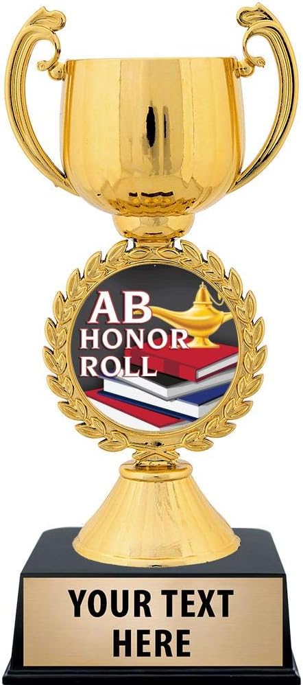 Crown Awards Personalized AB Honor Roll Trophy, 7.25" Gold Cup A-B Honor Roll Trophies with Free Custom Engraving