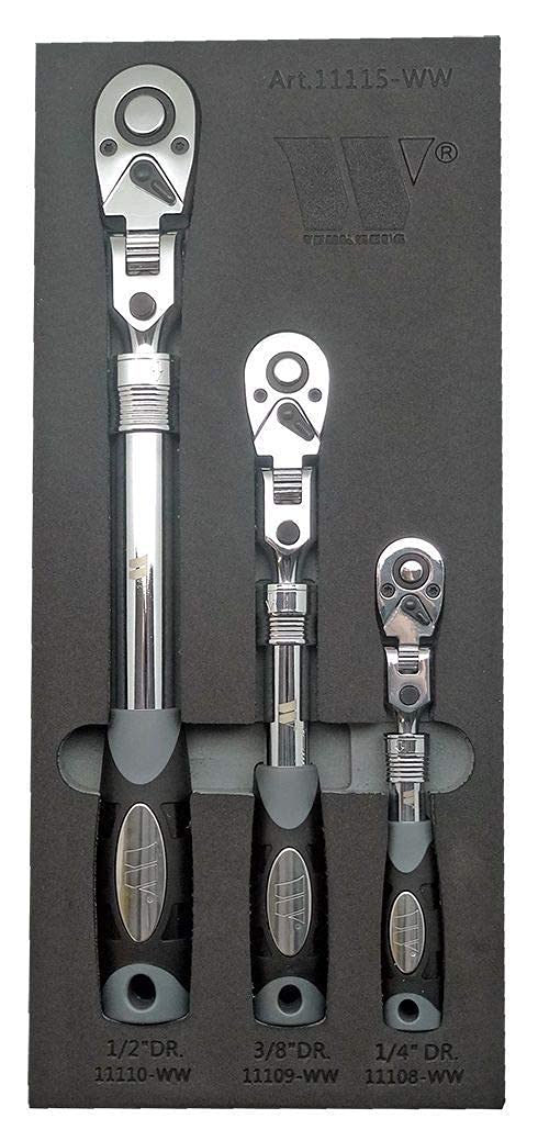 Welzh Werkzeug Ratchet Set Extendable Lockable Flexi Head 1/4" 3/8" 1/2" DR 72 TOOTH