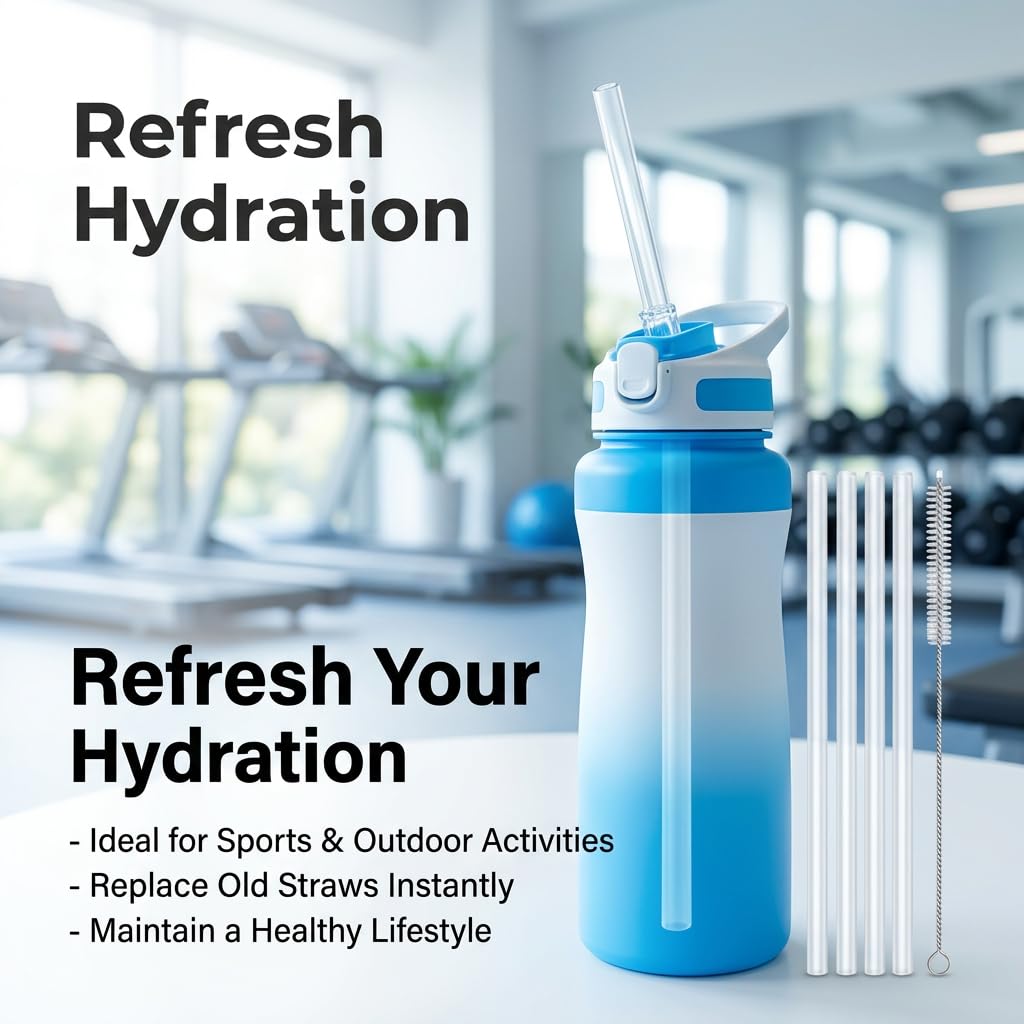 10 Piezas Pajitas Reutilizables De Repuesto Compatible con Hydro Flask, Para Botella De Agua 18-64oz, Pajitas Transparentes Sin BPA Con 2 Cepillos De Limpieza Para Smoothies, Jugo, Té Y Agua