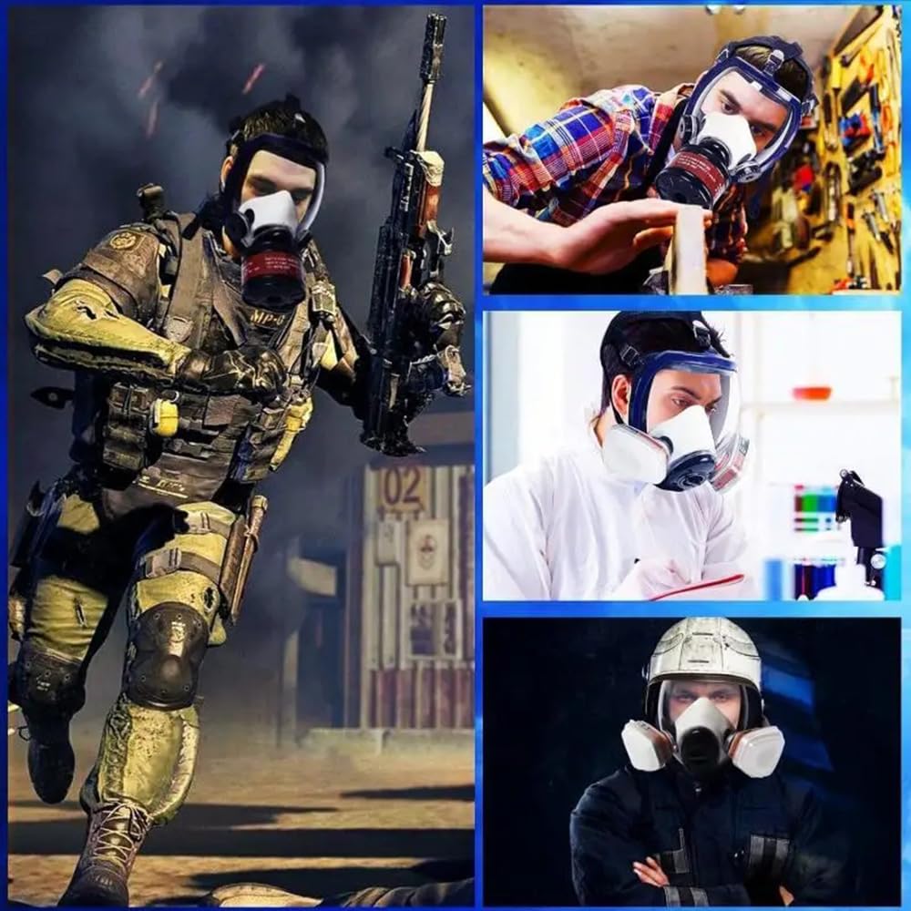 Máscara de gas, máscara completa, protección contra el polvo, supervivencia, nuclear y química, con filtro de carbón activo, protección respiratoria, polvo fino para vapores de gases, productos