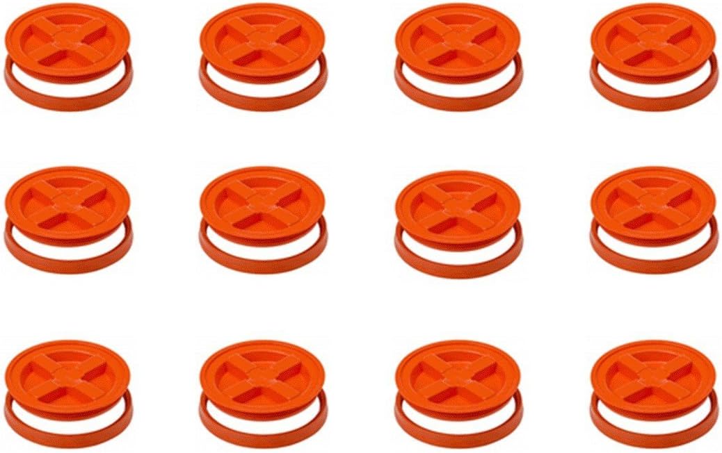 5 Gallon Orange Gamma Seal Lids-12 Pack Screw Top Removable Lids.