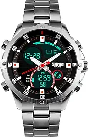 Relógio Masculino Militar de Aço Inoxidável, Resistente à Água 30M, Analógico-Quartz, com Calendário, Estilo Esportivo Casual e Negócios