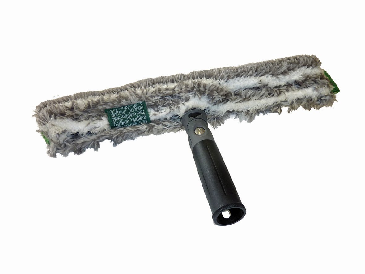 UngerErgoTec Ninja Washer 45cm - Squeegee Blade, Microfibre Cover & Rubber Grip Handle - Window Cleaning Equipment