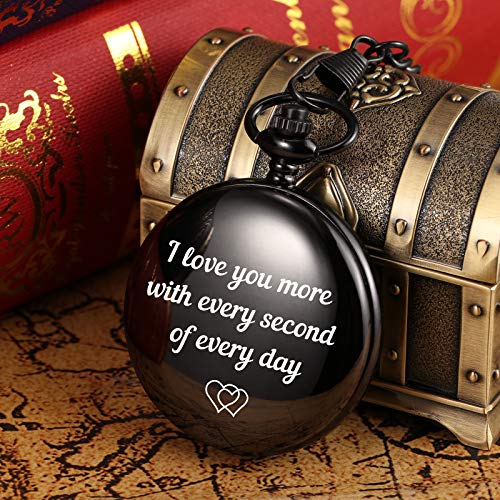 Image of TREEWETO Pocket Watch to Husband Wife Boyfriend Girlfriend Birthday Personalized Engraving Gifts for Men Women Valentine's Day Christmas