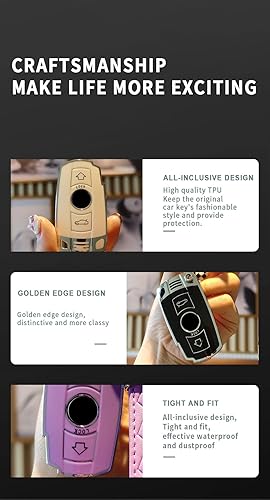 Miniatura 6 de ontto Funda para llavero de automóvil de TPU protección completa para BMW 1 3 5 Series E90 E92 E93 X5 X6 Z4 E91 Smart Remote Purple