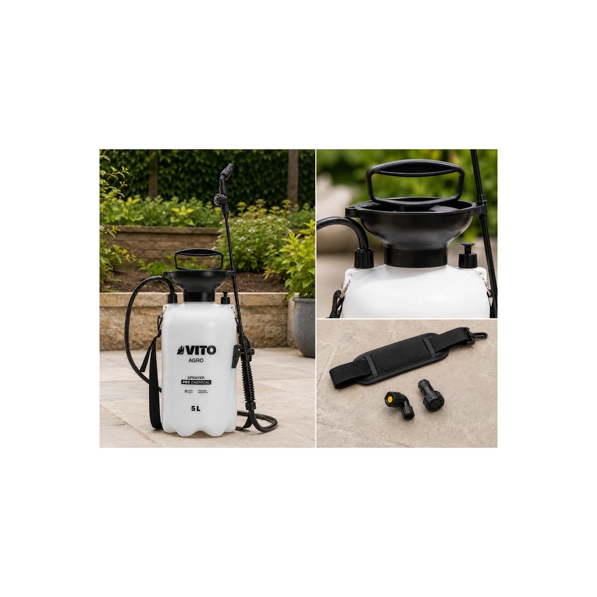 VITO - Pulvérisateur de Jardin 5L Produits Corrosifs, Alcalins Régulateur de Pression