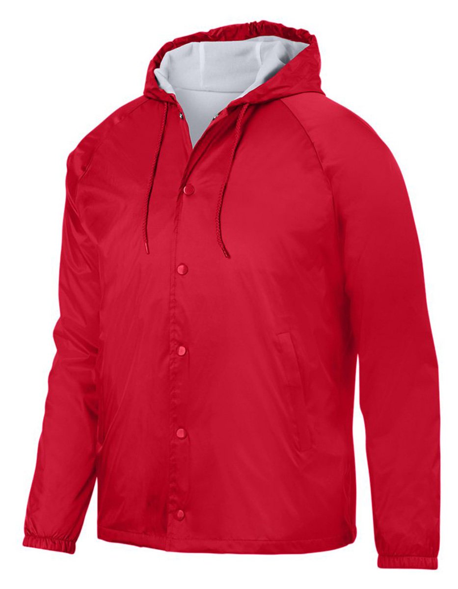 Chaqueta coach con botones Augusta roja S con capucha ajustable 3
