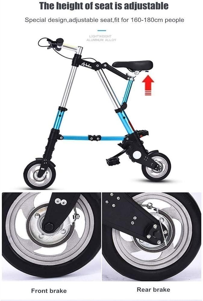 Mini Vélo Ville Pliage Rapide avec Roues Aluminium 8 Pouces, Mini Vélo Portable Ultraléger pour Adultes E,8in