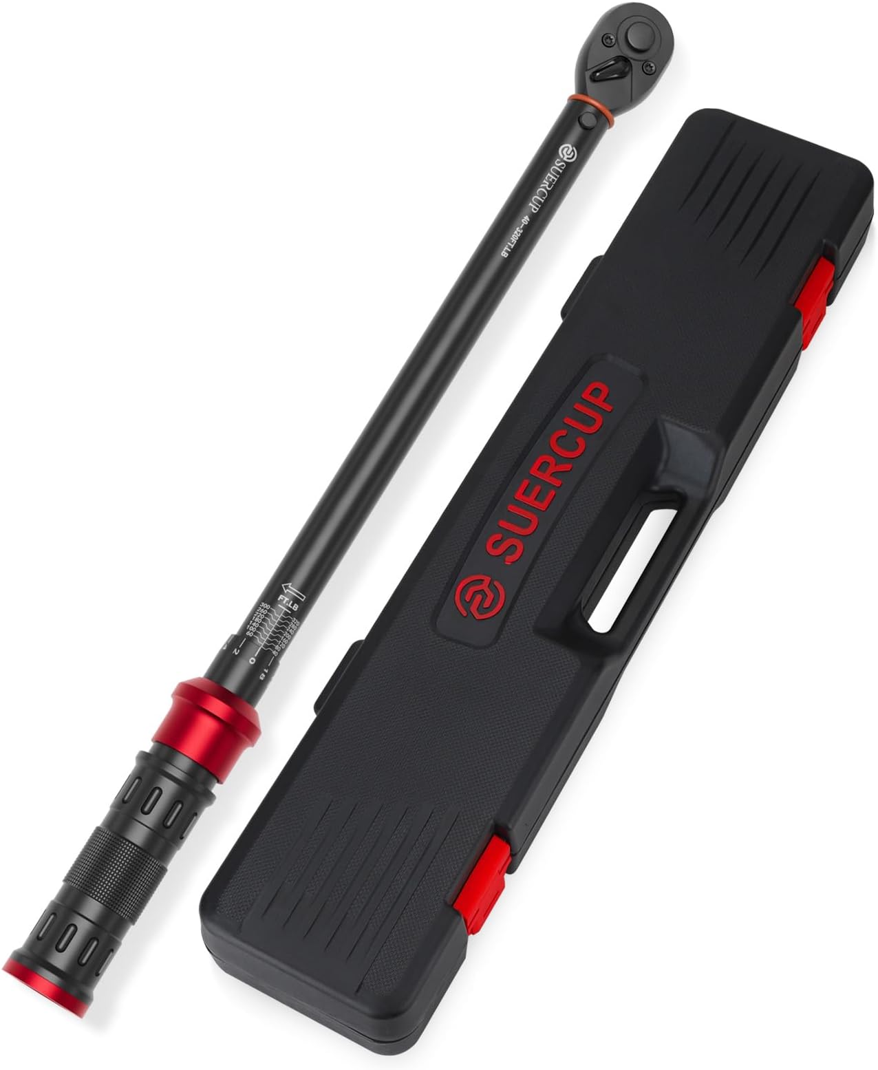 SUERCUP 1/2-Inch Click Torque Wrench- 40-320FT.LB/54.2-433.6Nm Dual-Direction Adjustable 72 Tooth Drive Click Torque Wrench with Storage Case for Product Assembly and Car Repair