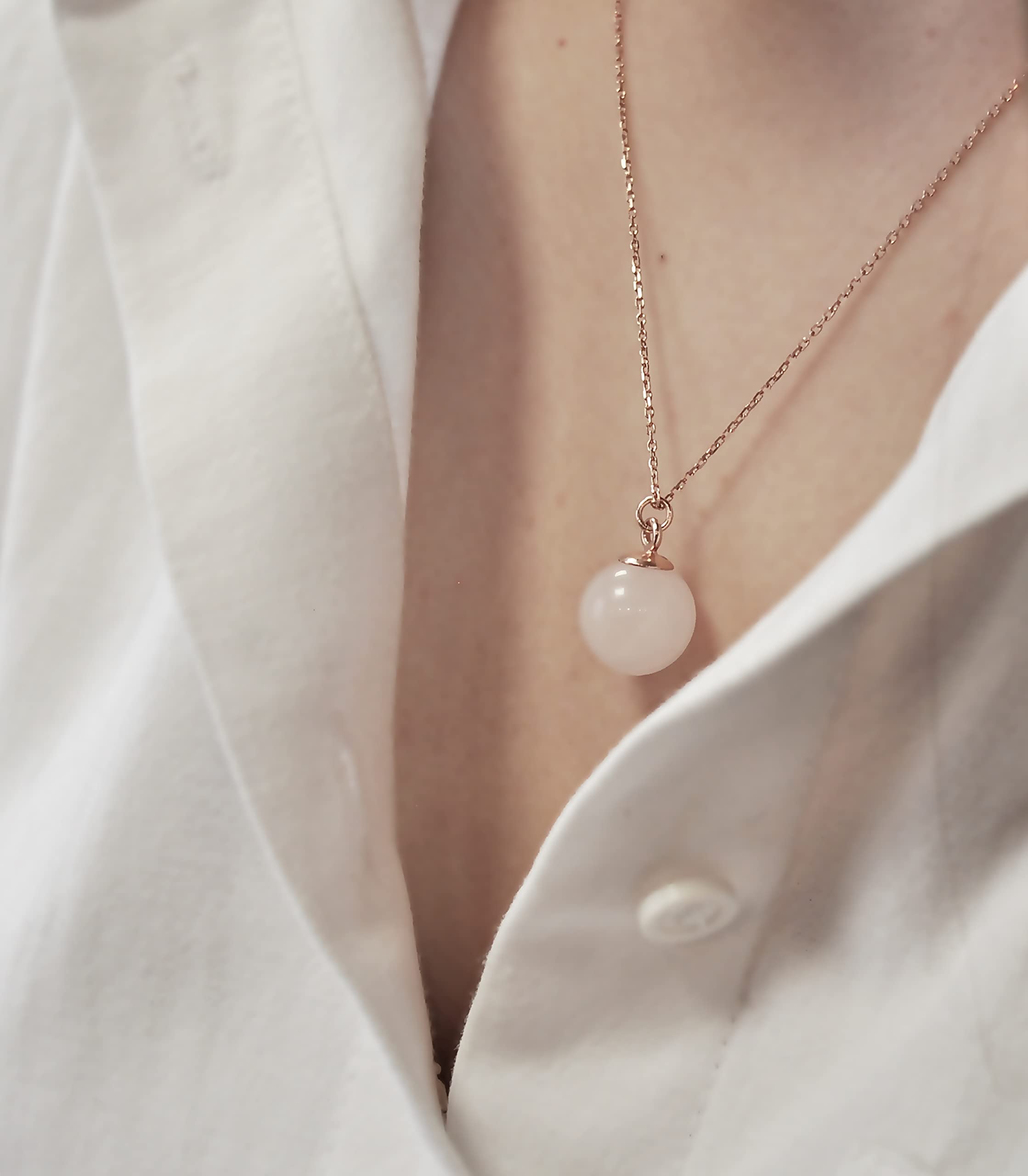 Ohrhänger Damen 925 - Rosévergoldet - Rosenquarz - Naturstein - Kugel - Hängeohrringe - Edelsteinschmuck - Rosévergoldet - Silberschmuck - Geschenk für Frau - Rosa - Tolles Geschenkidee - Minimalistisch (Ohrringe)