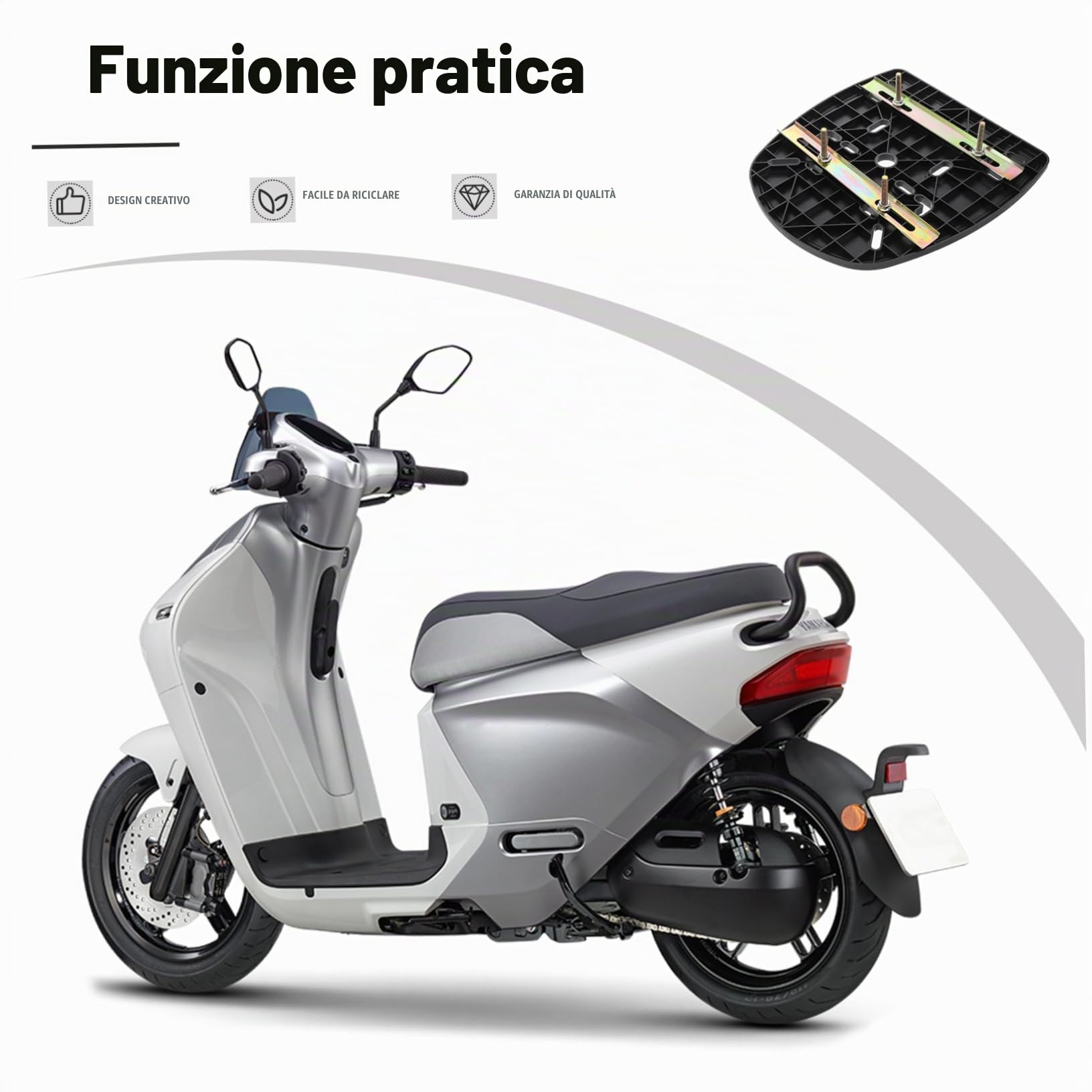PartyKindom Piastra di Base in Pp e Lega per Bauletto Moto Posteriore Design Spesso, Strisce Antishake e Fissaggio Sicuro, Accessorio per Scatola Posteriore Moto