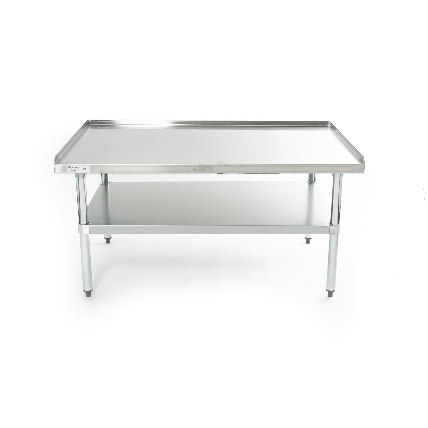 Adcraft 30" x 24" Stainless Steel Equipment Stand with 800 lb Capacity, Adjustable Undershelf, and Raised Edges for Secure Workspace in Commercial Kitchens, 24", Silver