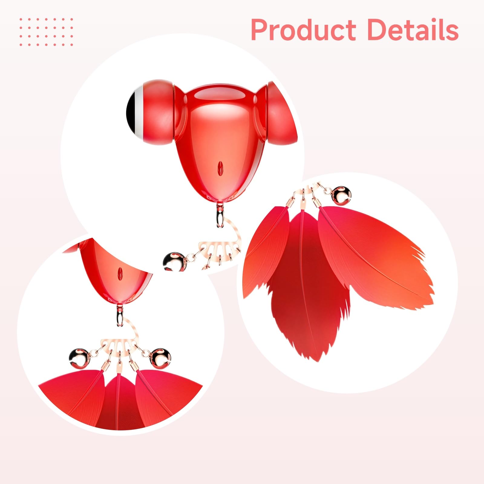 Kitifish - Juguete automático original para gatos, diseño interactivo de peces con pluma y campana, recargable por USB rojo, juego de caza en interiores, estimula el juego activo durante horas, para