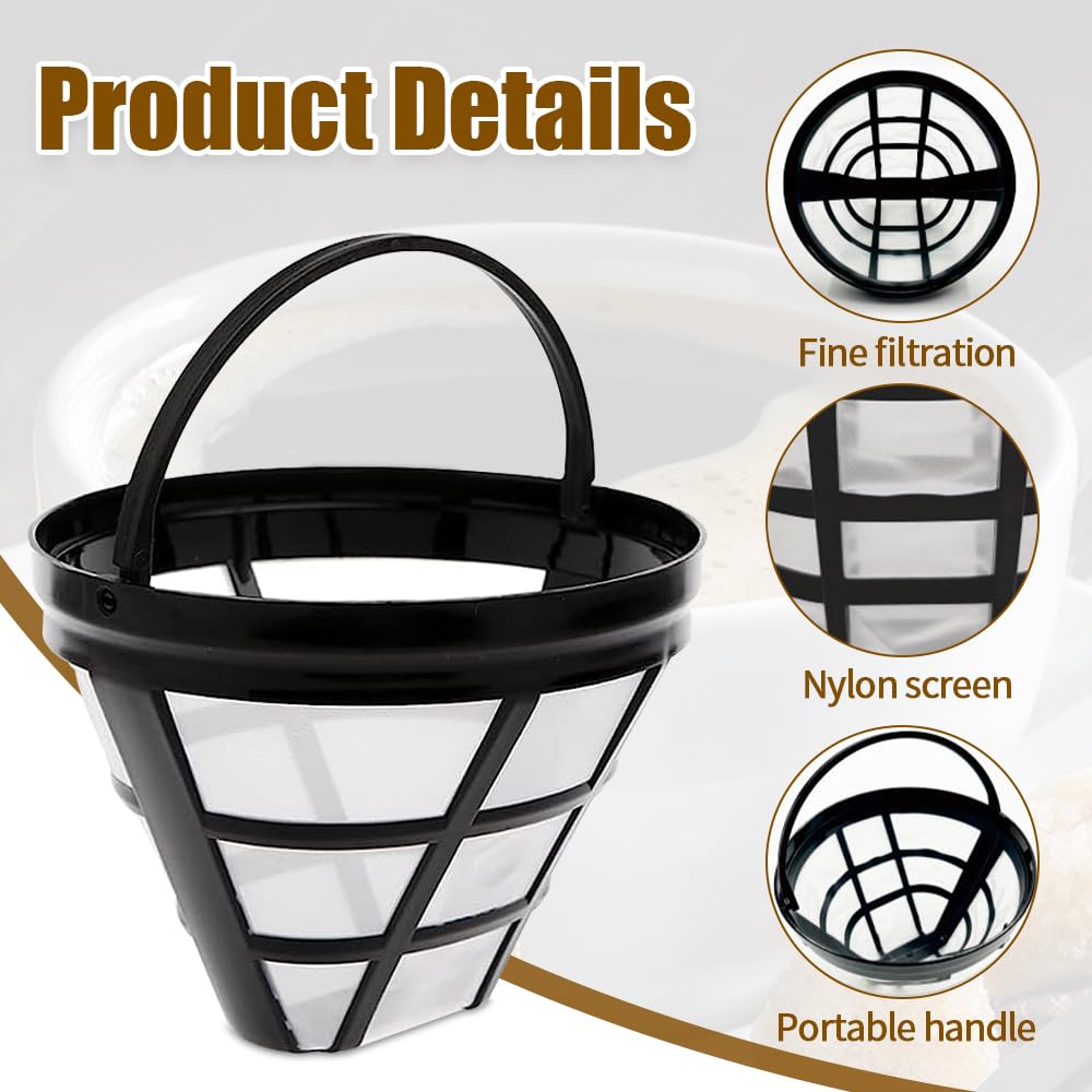 2 Filtri Caffè In Rete Metallica Con Maniglia - Riutilizzabili, A Cono, Per Macchine Caffè, Acciaio Inox - Foto 2