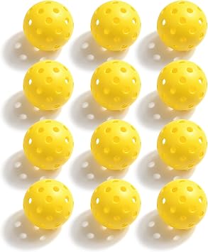 Geekman Premium 40 Holes Pickleball Balls for Outdoor Sport, USAPA Standard, True Flight, Highly Durable, 12 Pack
