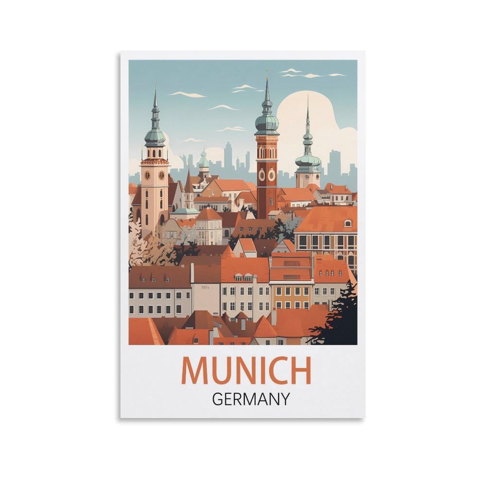 Losnabo Unframe-Style Munich Germany Vintage Travel Poster 08X12inch(20X30cm) Canvas Wall Poster And Art Picture Print Modern Home Bedroom Decor