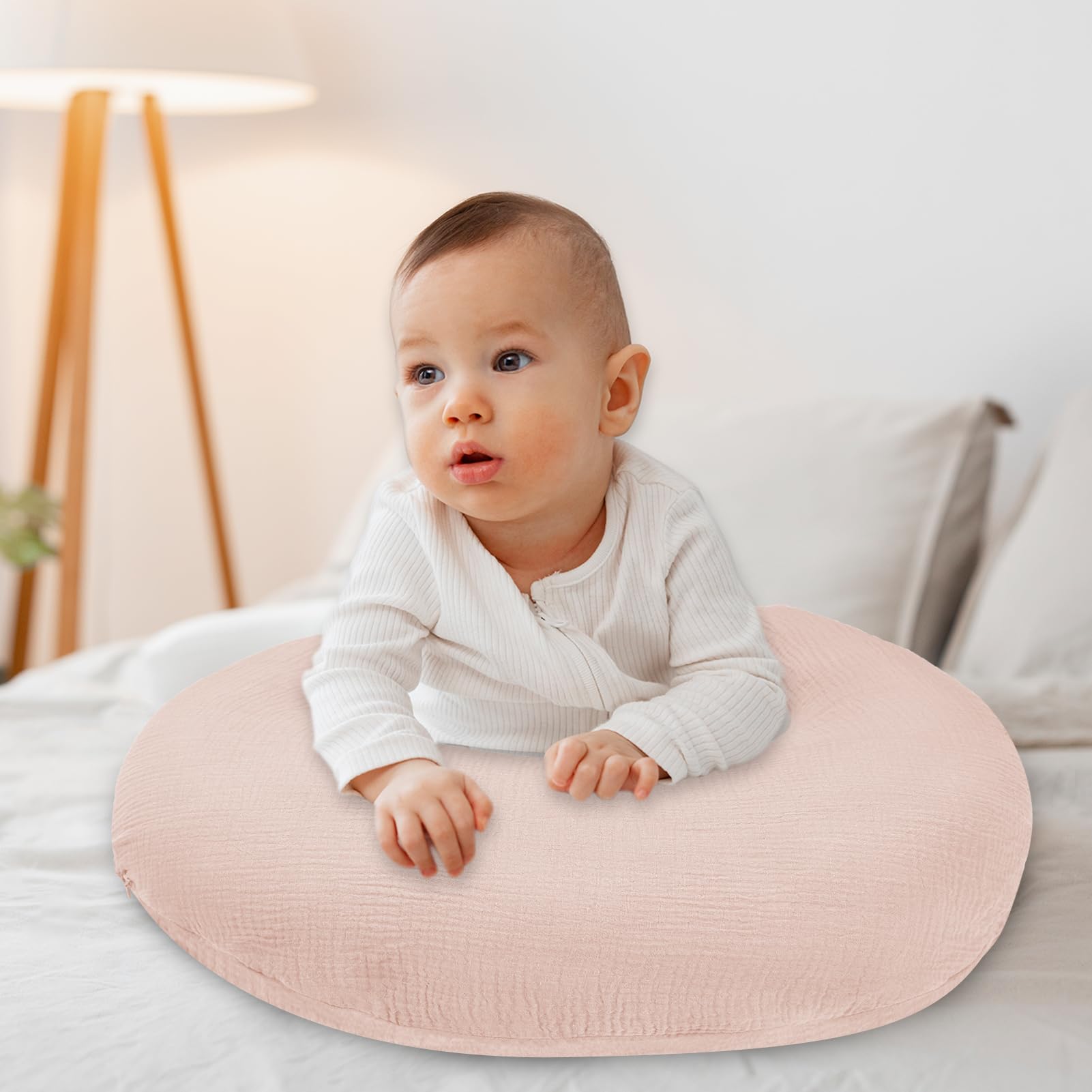 SWESEN Funda de almohada de lactancia, funda suave extraíble para almohadas de lactancia, funda de almohada para bebés, niños y niñas, cómoda y transpirable, rosa claro, lavable (solo funda)