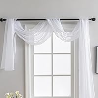 Vista 8 de Bufanda de ventana para cama, cortinas de arco de boda, 144 pulgadas de largo (12 pies), cenefas de cortina para ventanas, sala de estar